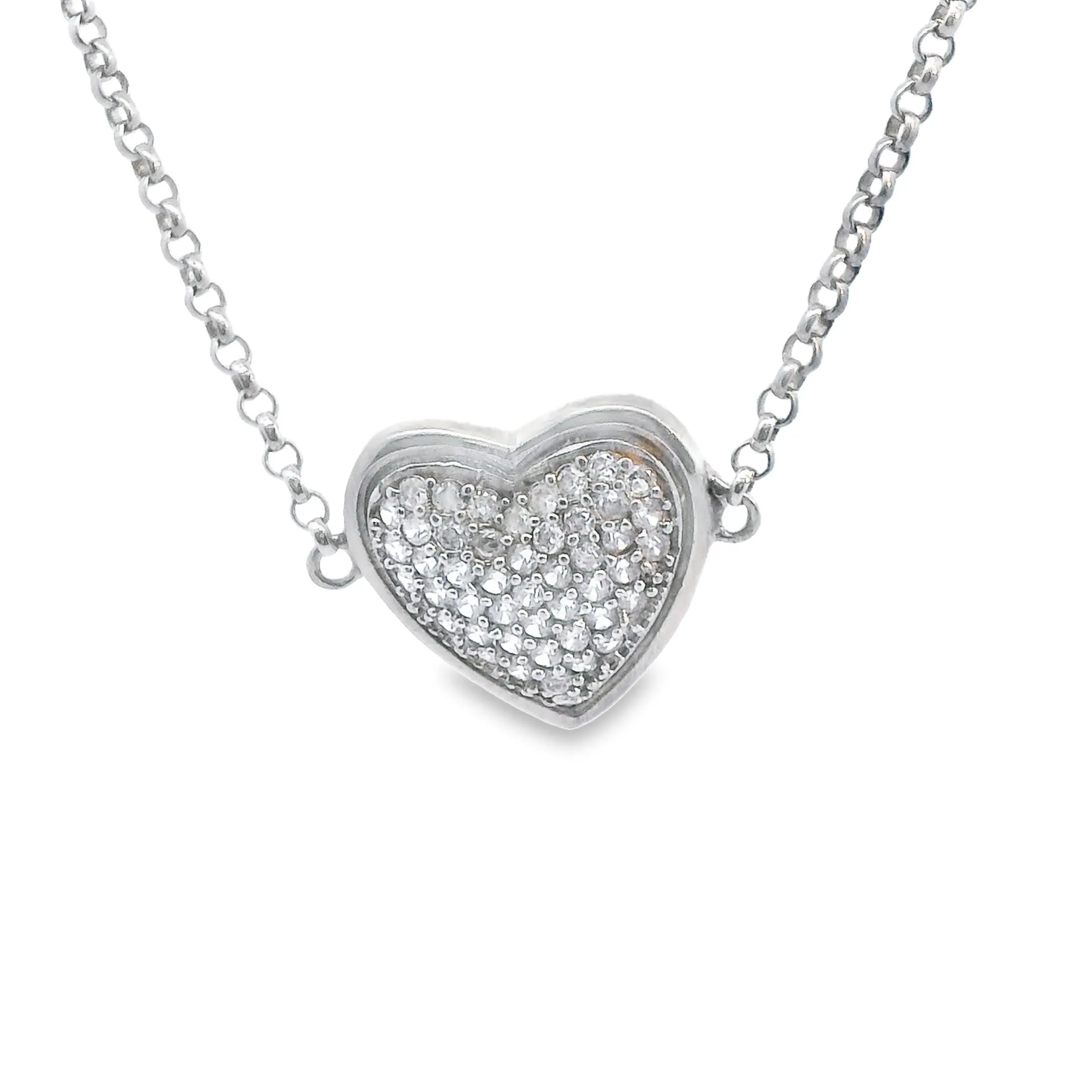 Sterling Silver & Diamond Puffed Heart Bracelet