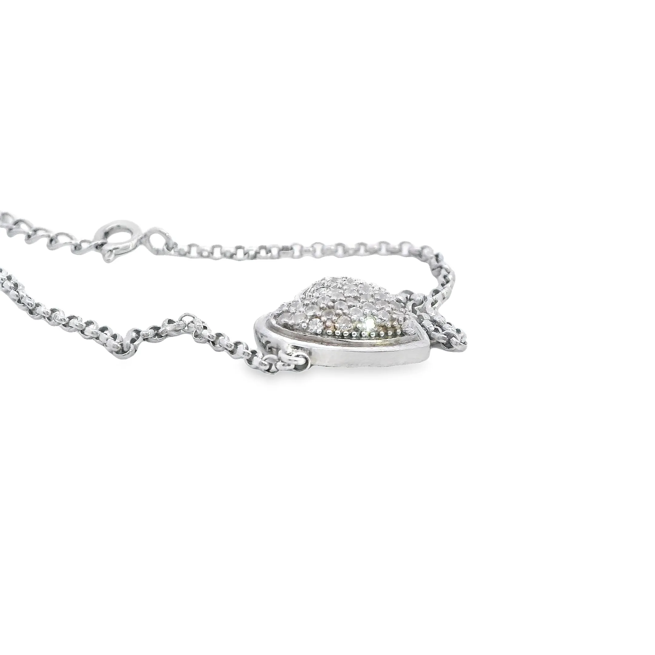 Sterling Silver & Diamond Puffed Heart Bracelet