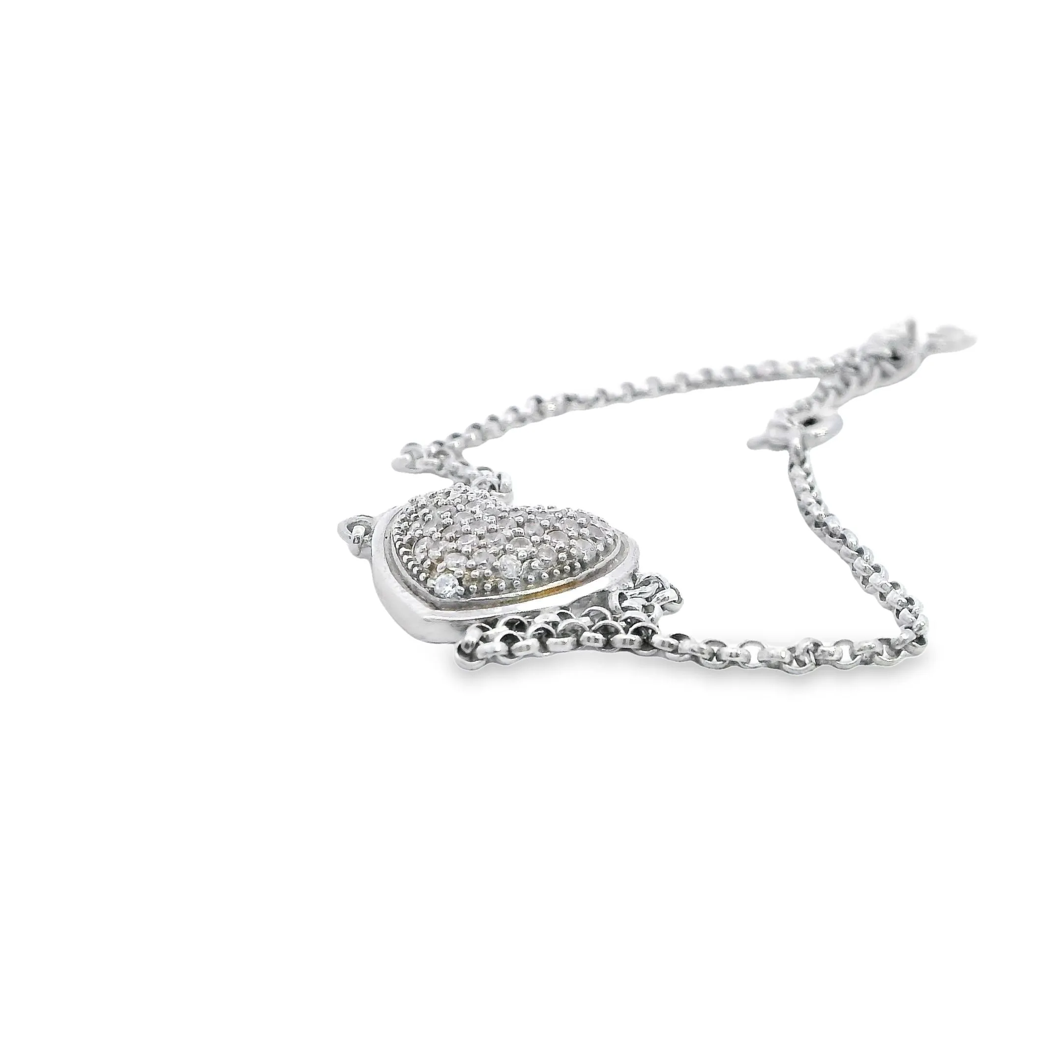 Sterling Silver & Diamond Puffed Heart Bracelet