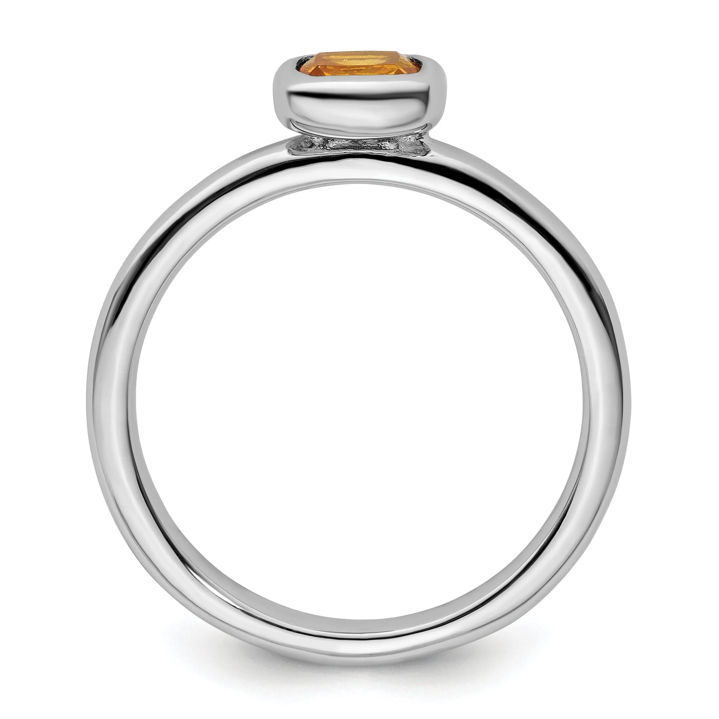 Sterling Silver Cushion Cut Citrine Ring