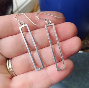 Sterling Silver Open Rectangle Earrings