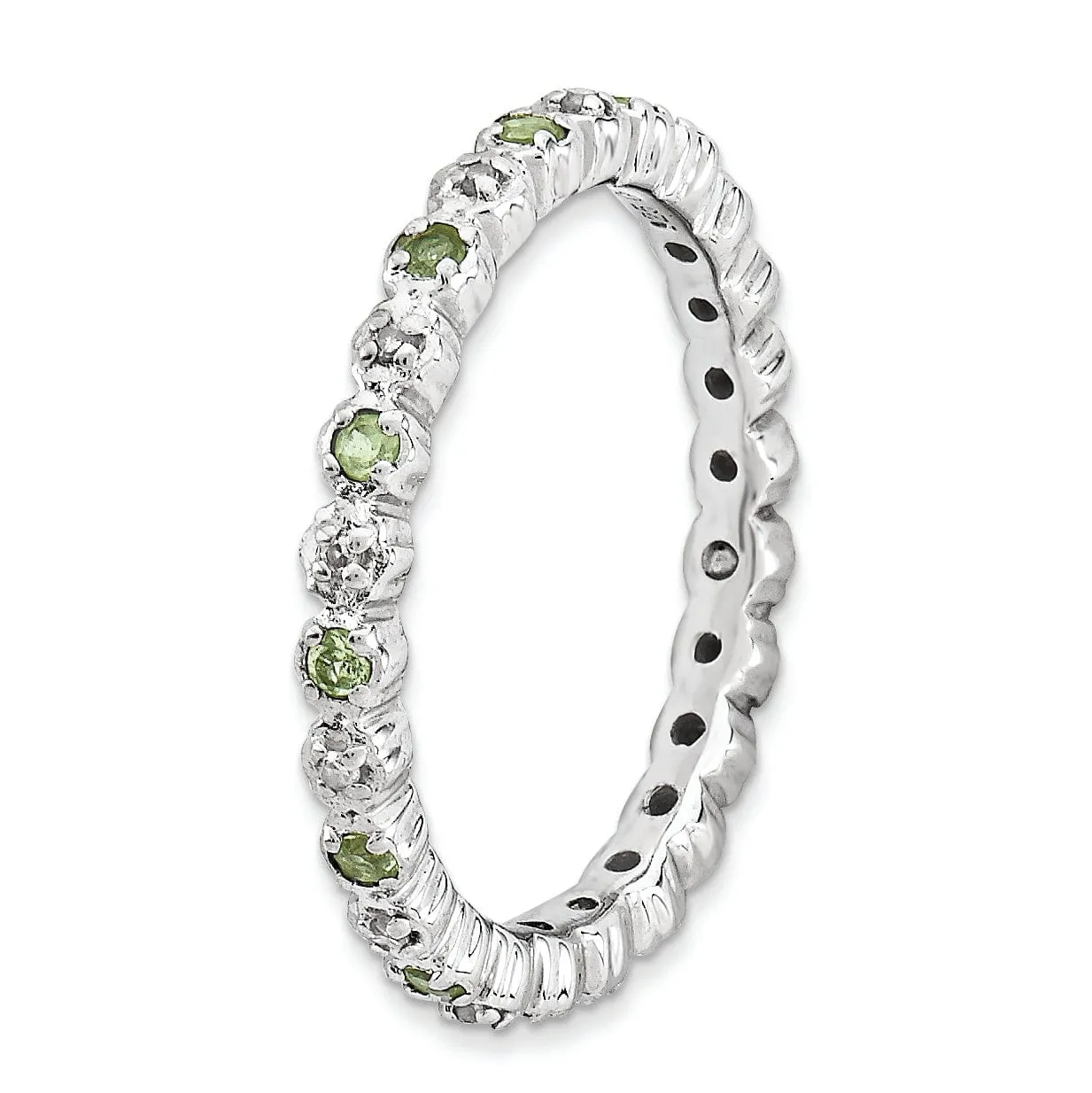 Sterling Silver Peridot Diamond Ring