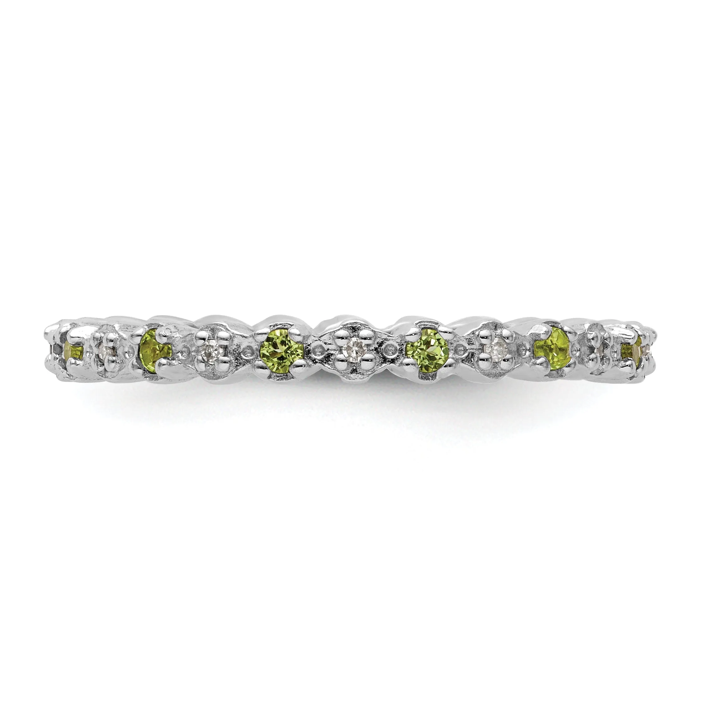 Sterling Silver Peridot Diamond Ring