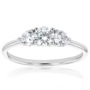 Sterling Silver Rhodium Plated Cubic Zirconia Trilogy Ring