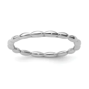 Sterling Silver Rhodium Rice Bead Ring