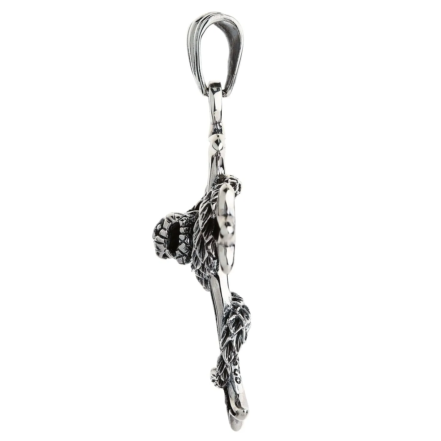 Sterling Silver Snake Gothic Cross Pendant