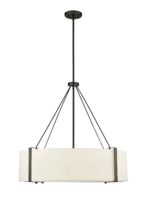 Telfar Pendant - Matte Black / White - White Glass - 30in. Diameter - E26 Medium Base