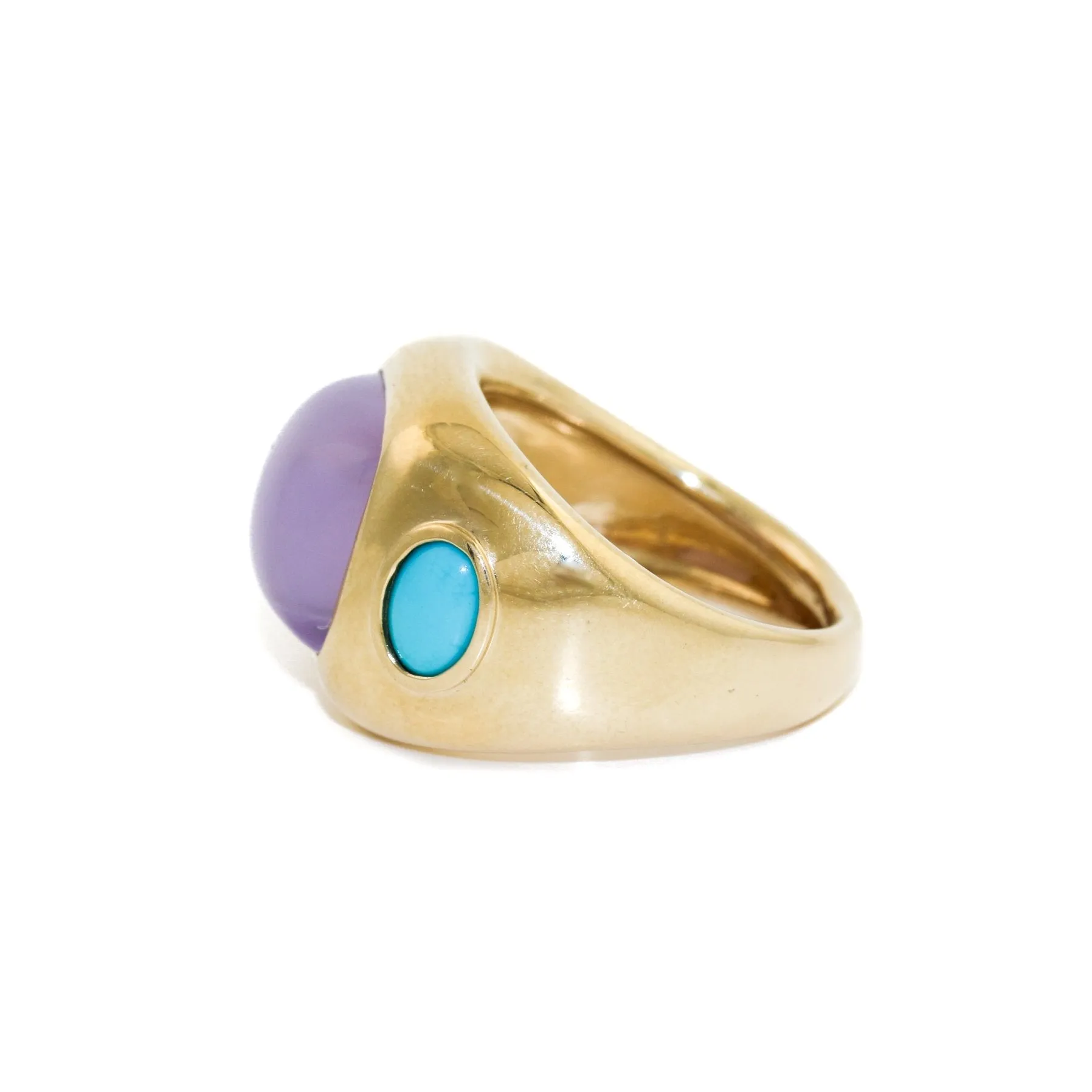 The Alanya 14k Gold Gypsy Ring x Turquoise x Chalcedony