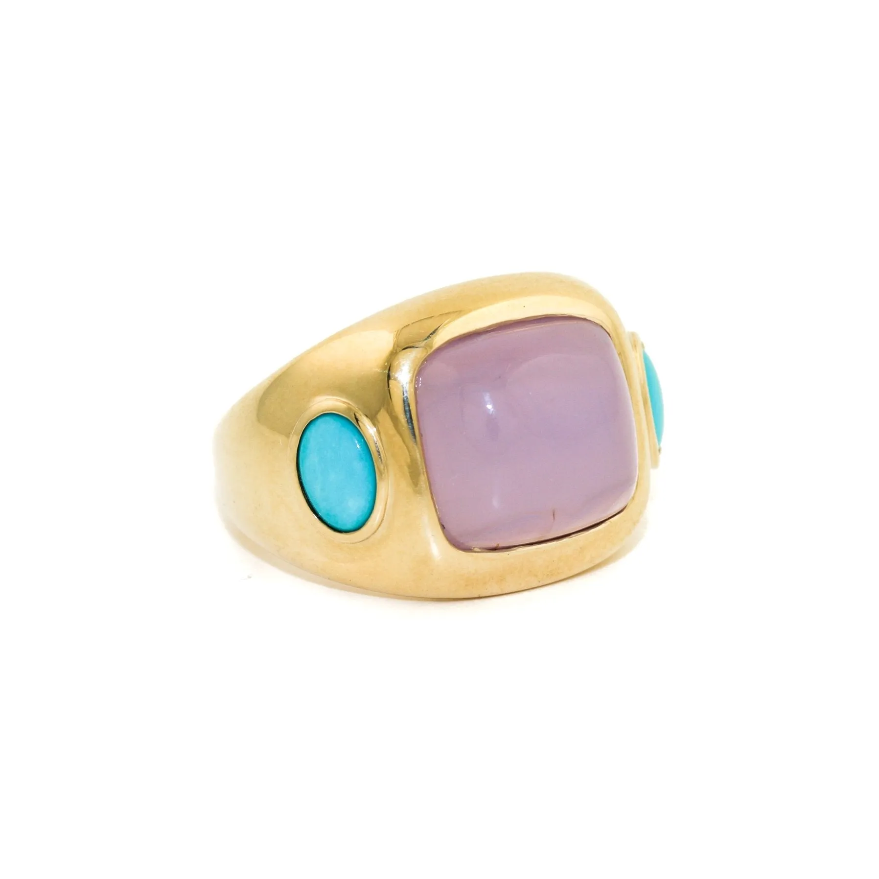 The Alanya 14k Gold Gypsy Ring x Turquoise x Chalcedony