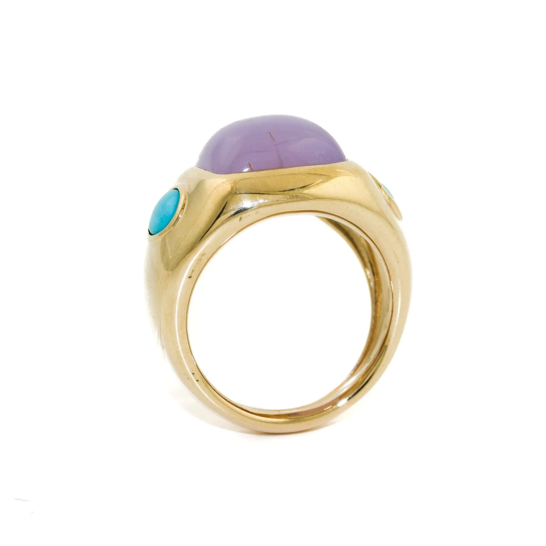 The Alanya 14k Gold Gypsy Ring x Turquoise x Chalcedony