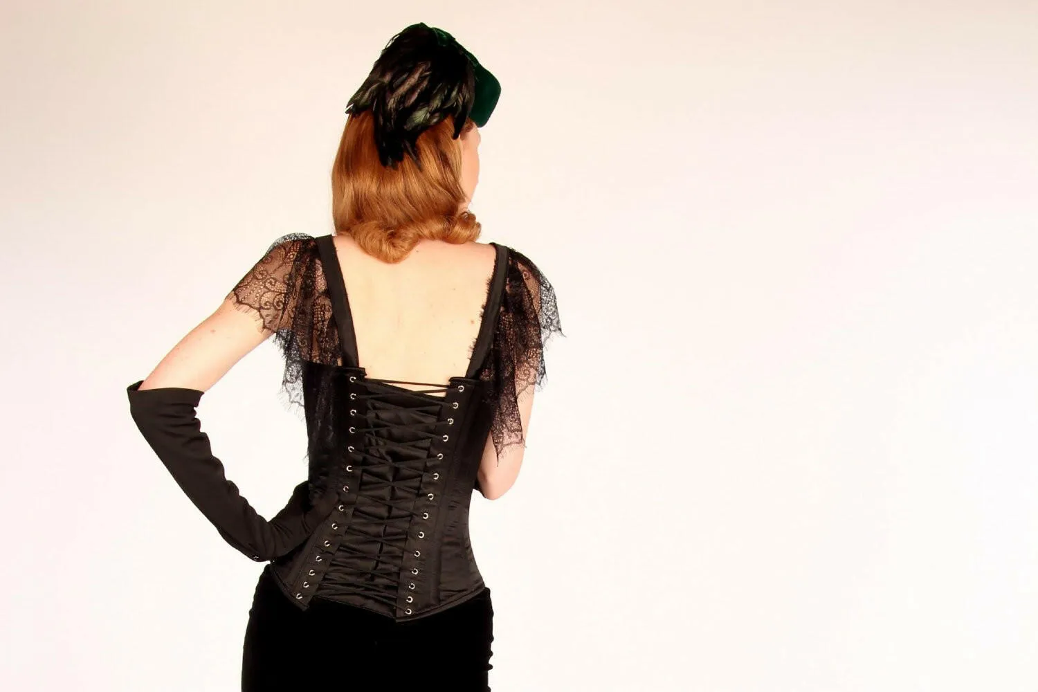 The Mildred Corset. Bespoke high quality authentic corset with brooch and laces on steel bones