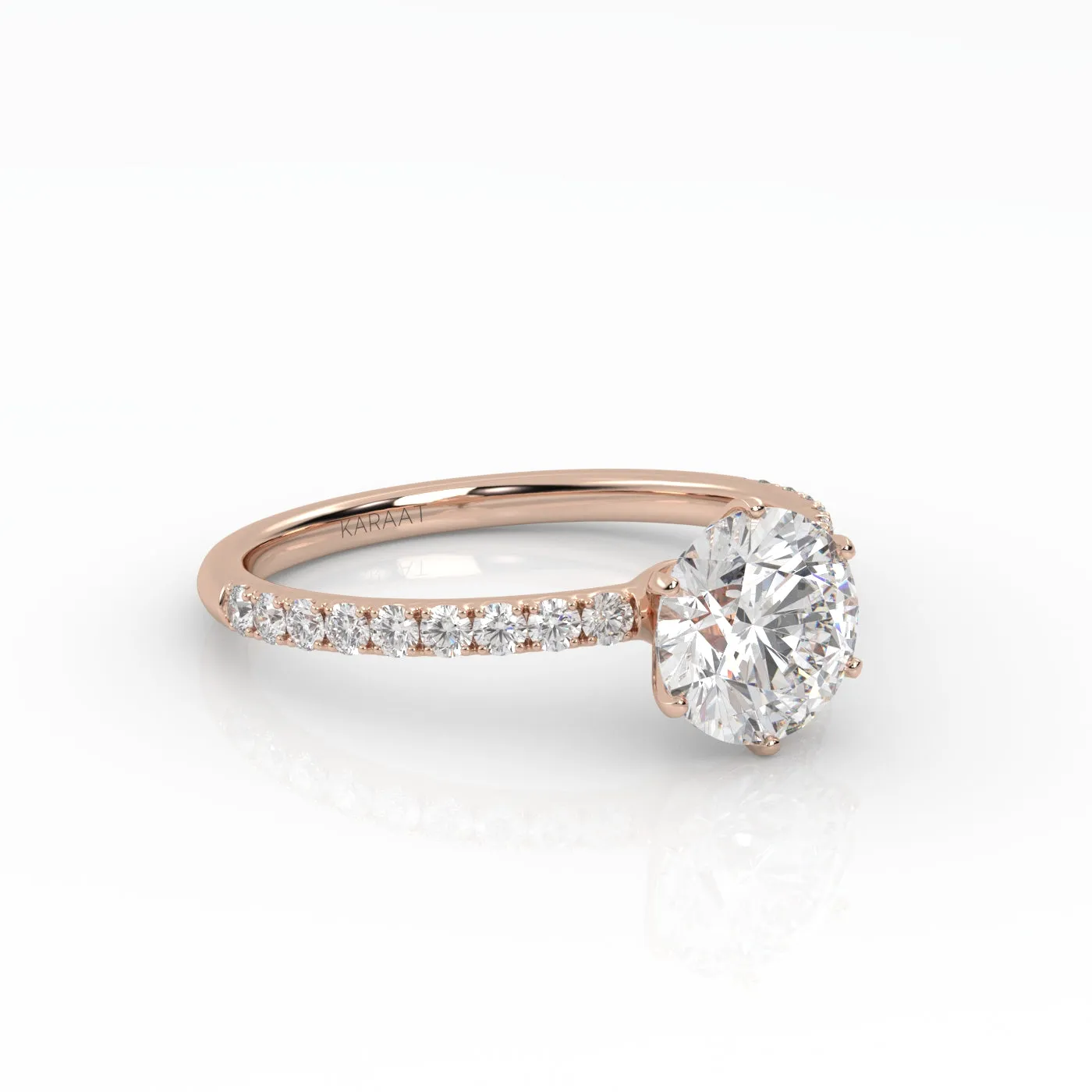 The Round Six Prong Solitaire with Pavé band