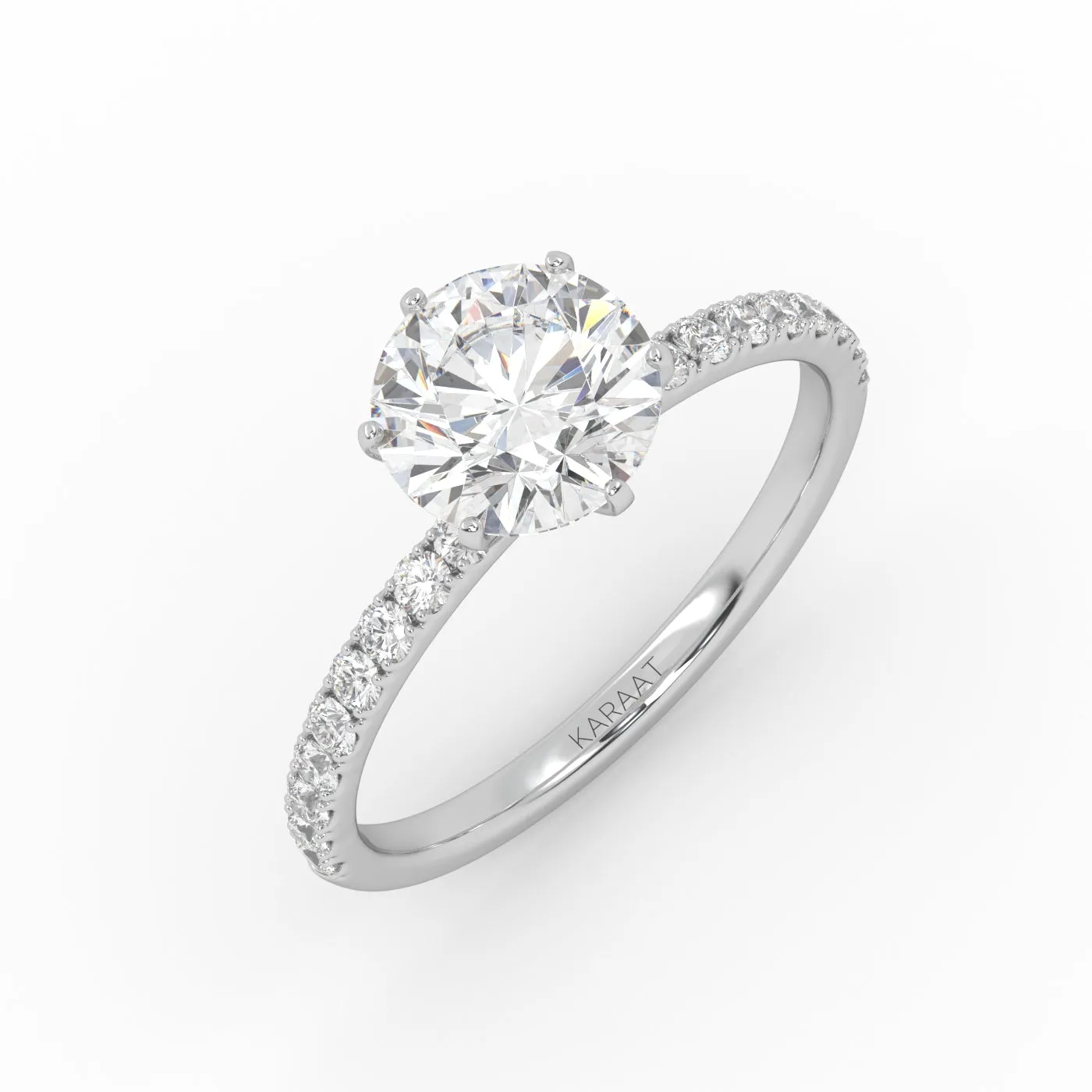 The Round Six Prong Solitaire with Pavé band