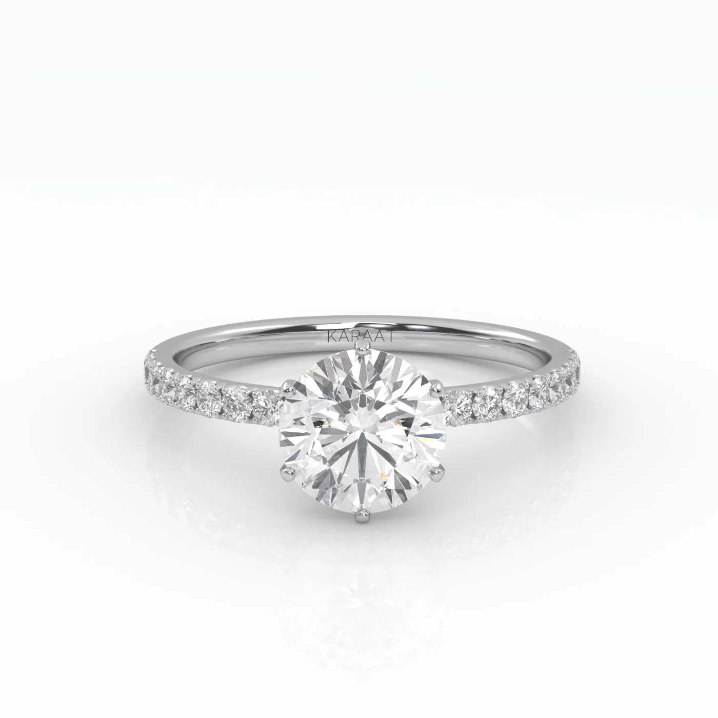 The Round Six Prong Solitaire with Pavé band