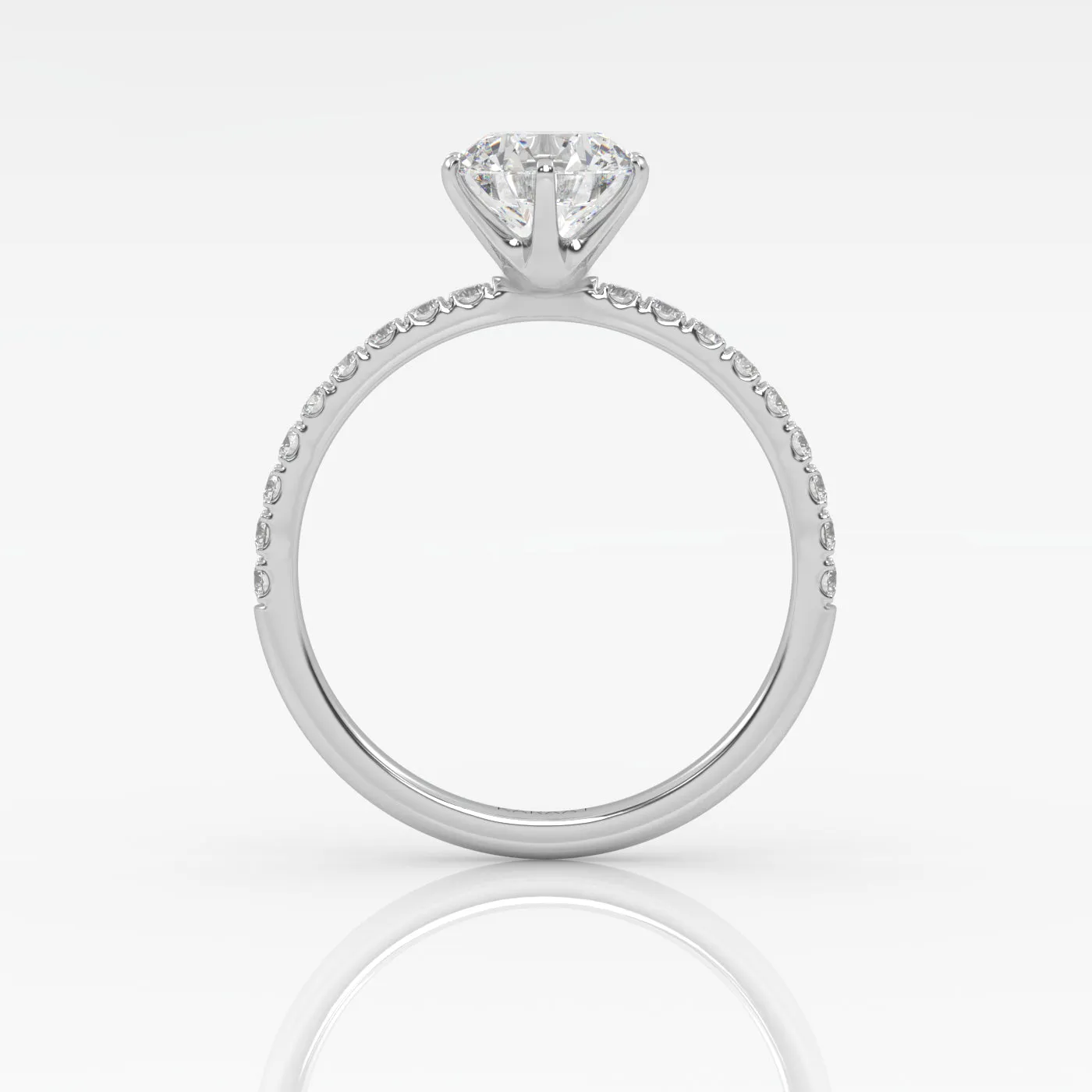 The Round Six Prong Solitaire with Pavé band