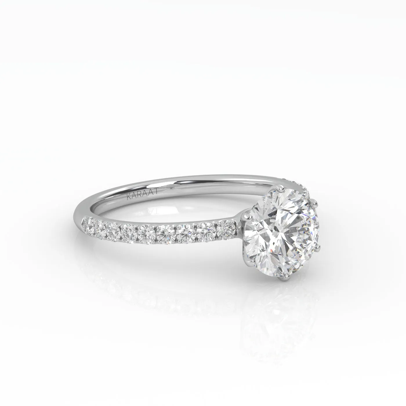 The Round Six Prong Solitaire with Pavé band