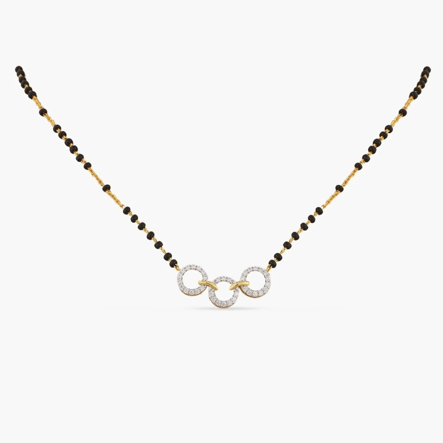 Three Linked Rings CZ Silver Mangalsutra