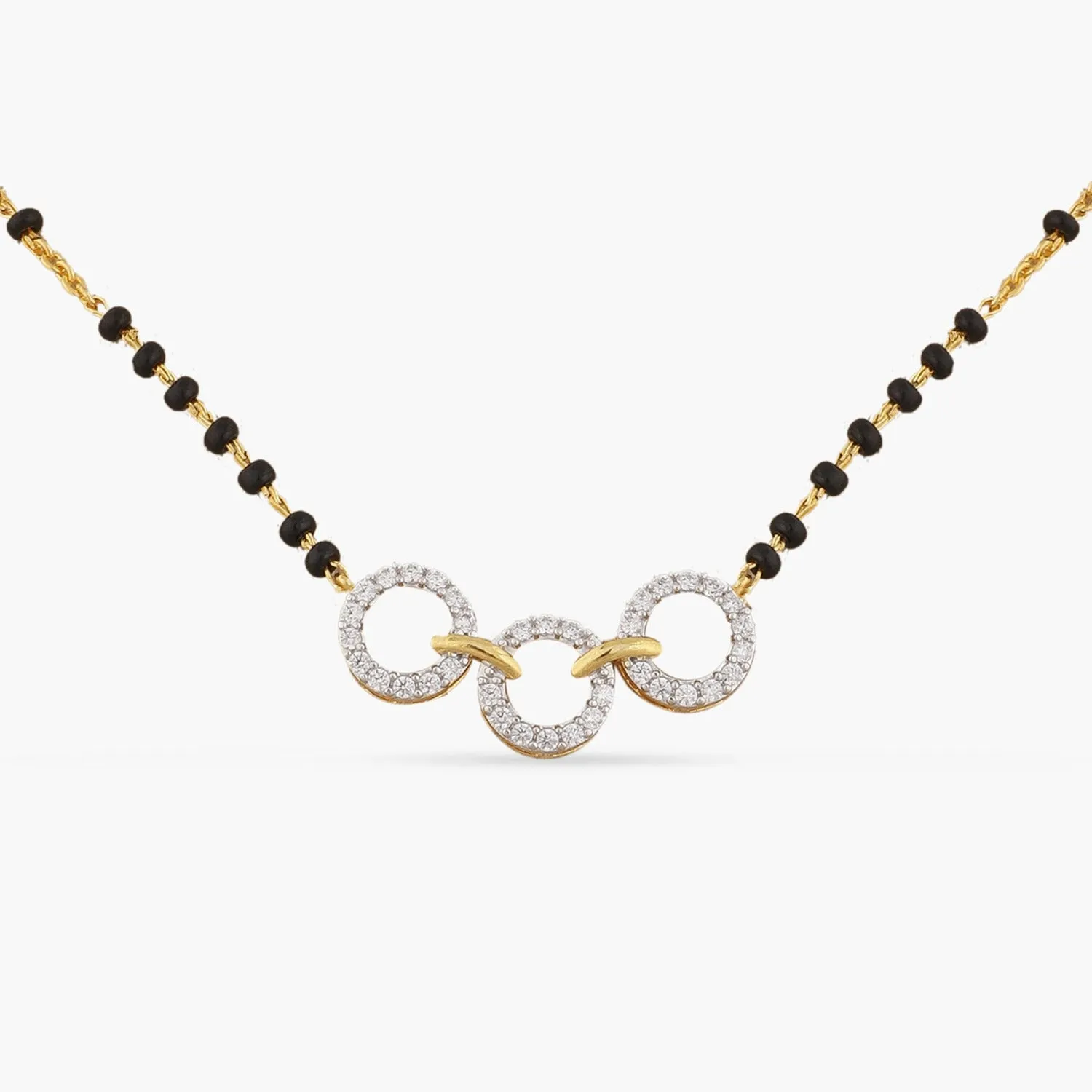 Three Linked Rings CZ Silver Mangalsutra