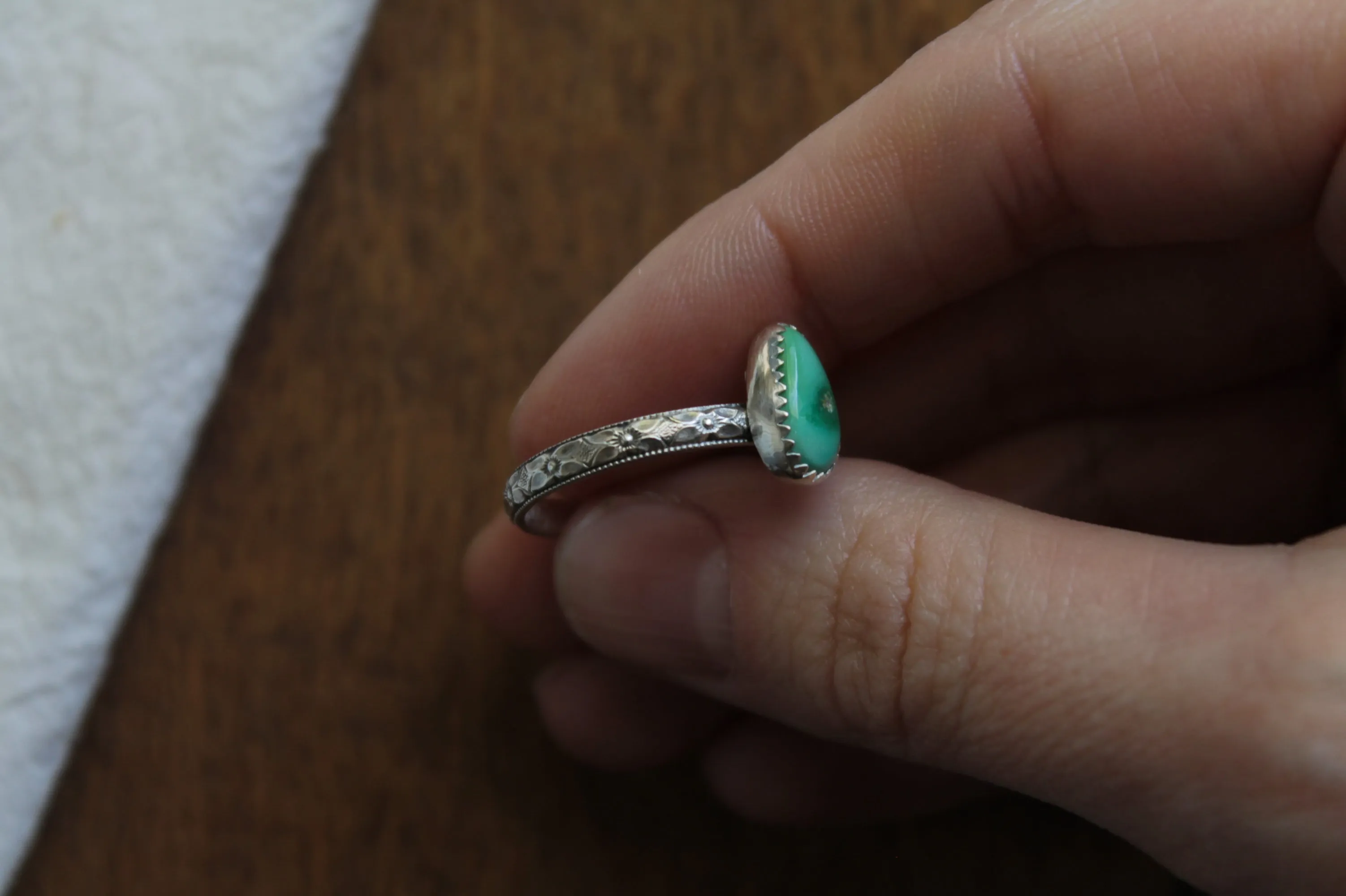 Turquoise Floral Ring | Size 8.5