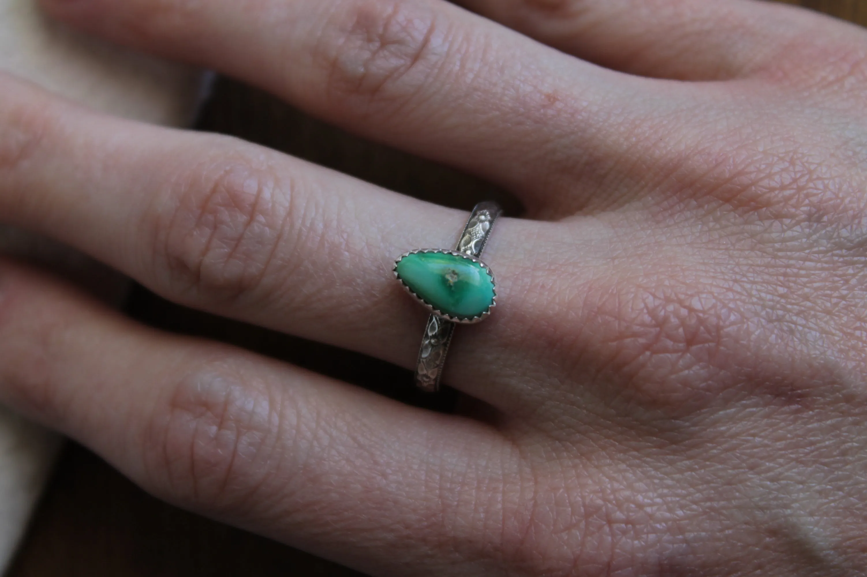 Turquoise Floral Ring | Size 8.5