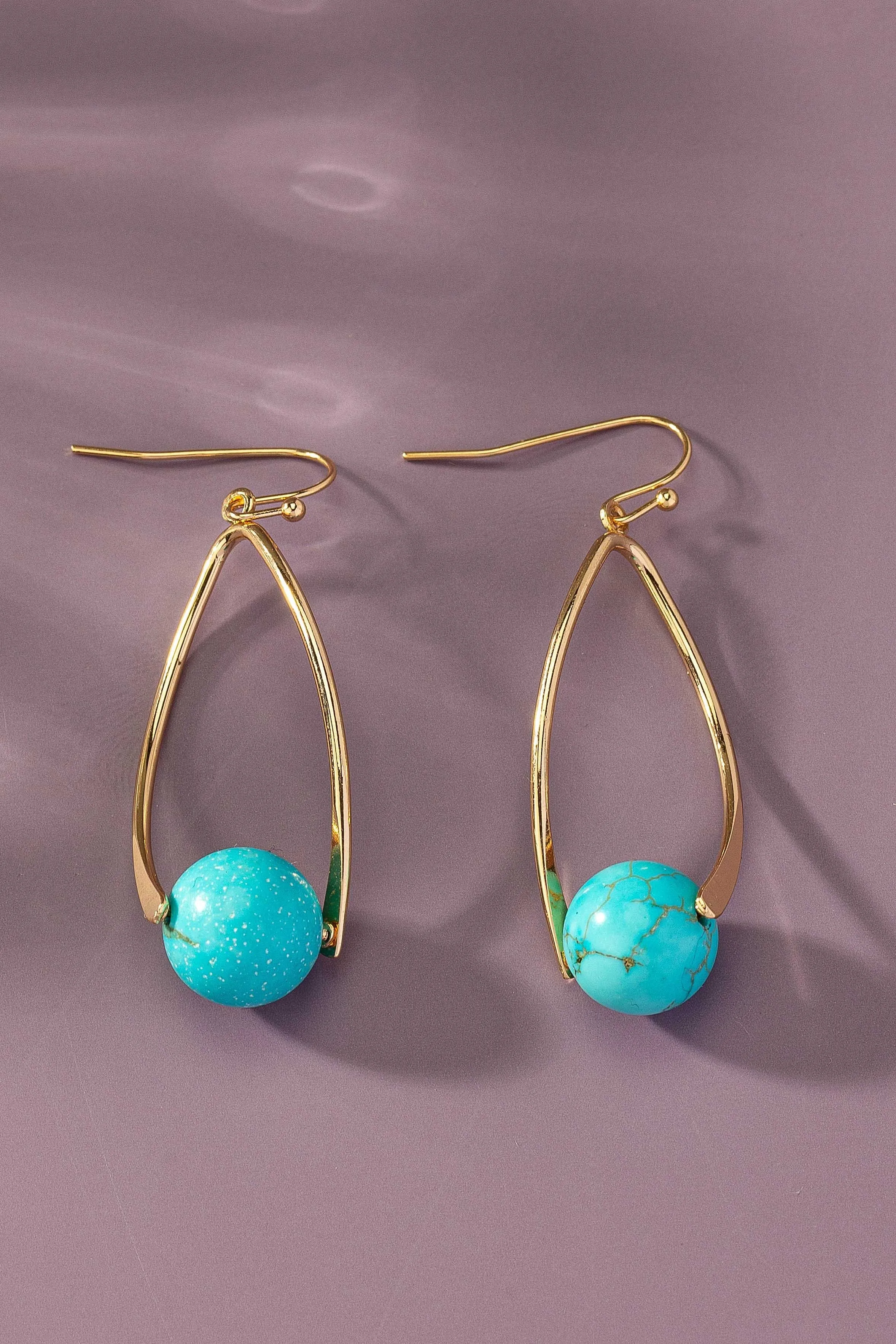 Twisted Wire Natural Stone Ball Drop Earrings