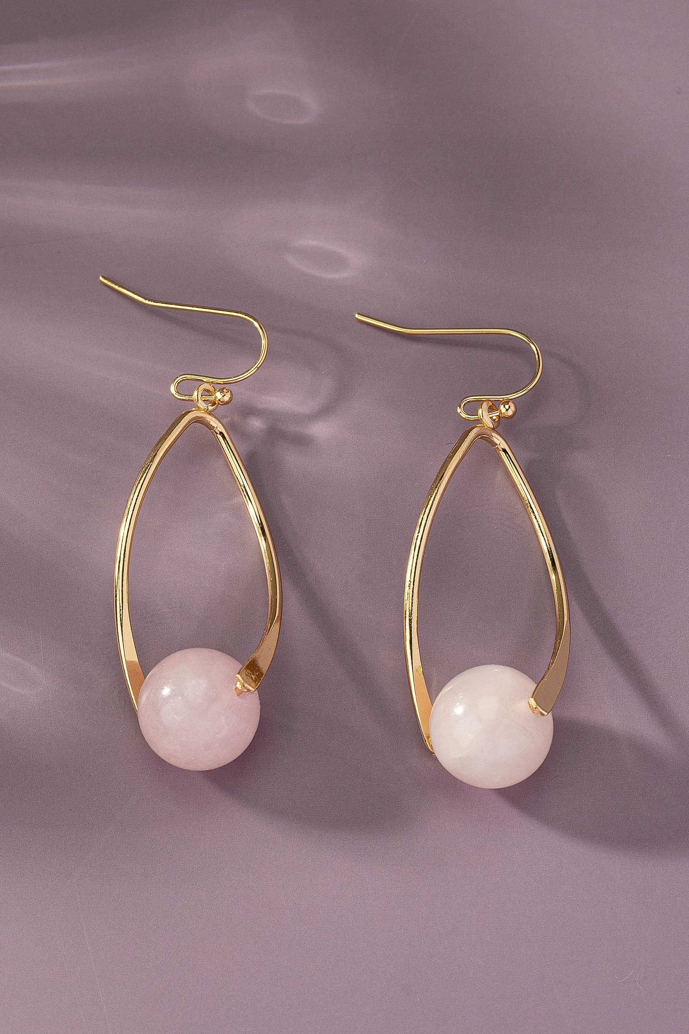 Twisted Wire Natural Stone Ball Drop Earrings