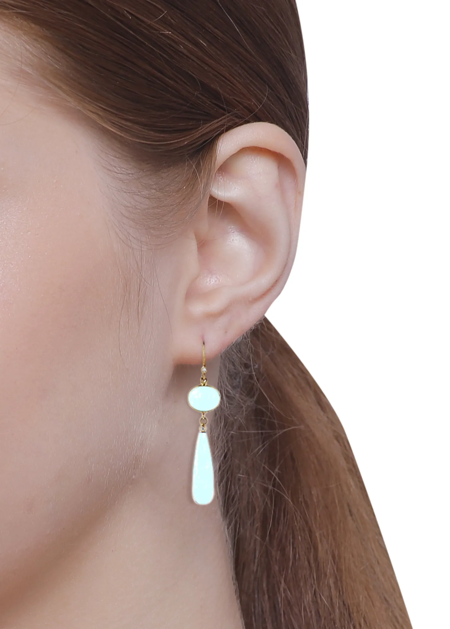 Vama | Allara Earring | Metal-Sterling Silver | Stone-Aqua Chalcedony | Finish-Shiny