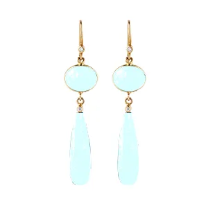 Vama | Allara Earring | Metal-Sterling Silver | Stone-Aqua Chalcedony | Finish-Shiny