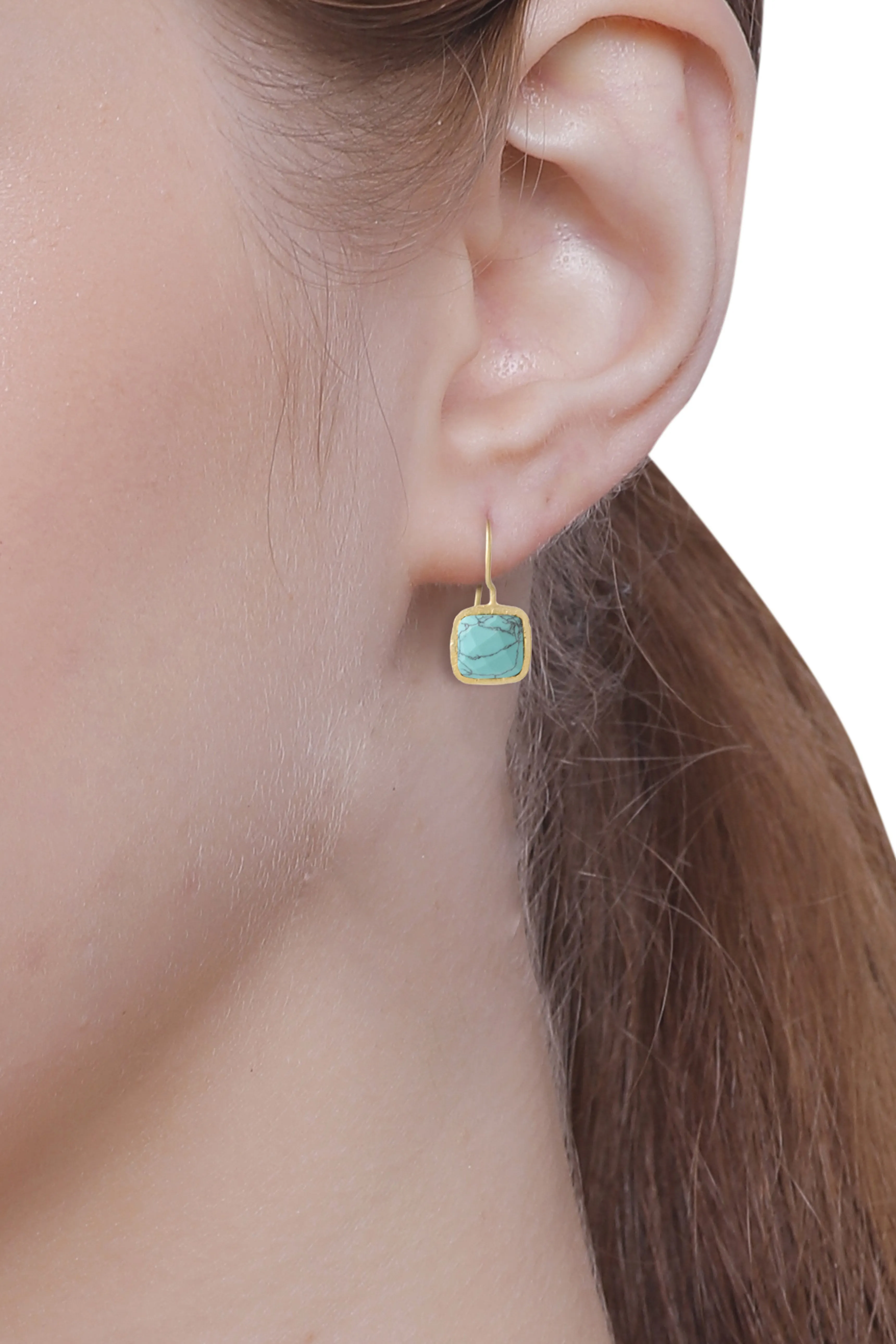 Vama | Inaya Earrings | Metal-Sterling Silver | Stone-Turquoise | Finish-Matt