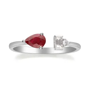 Victoria 18K White Gold Pear-Cut  Mozambique Ruby Ring