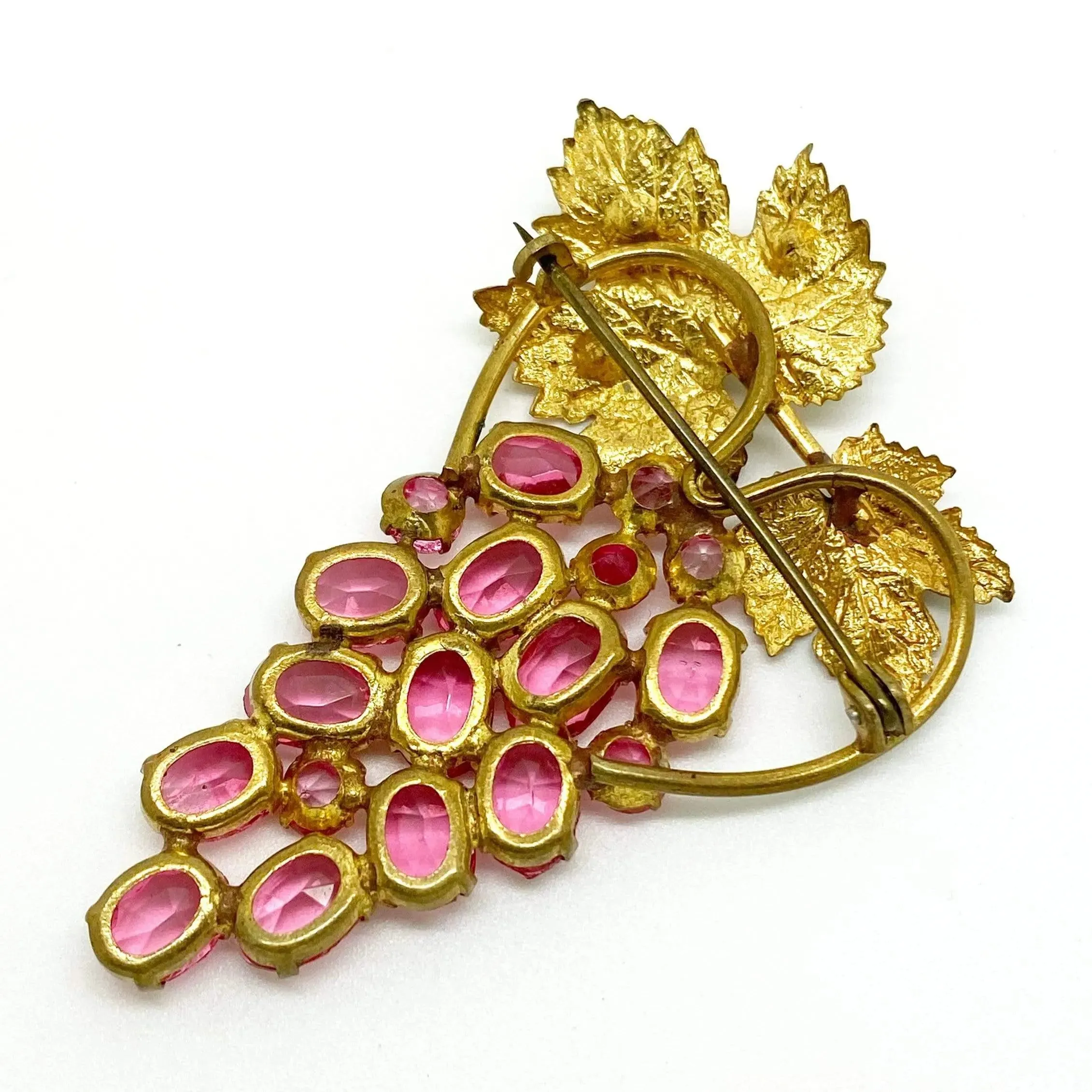 Vintage 1930s Czech Grape & Vine Leaf Brooch