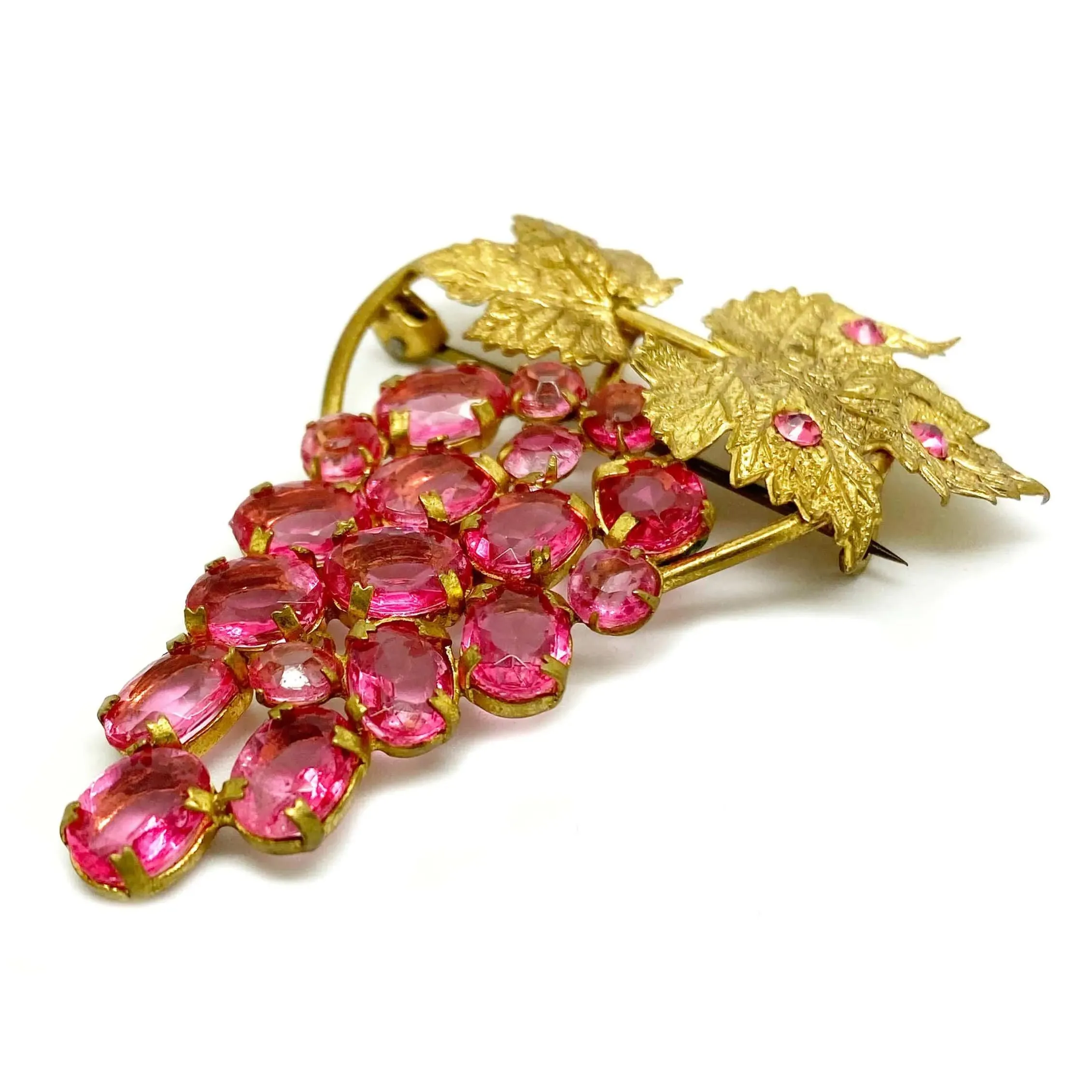 Vintage 1930s Czech Grape & Vine Leaf Brooch