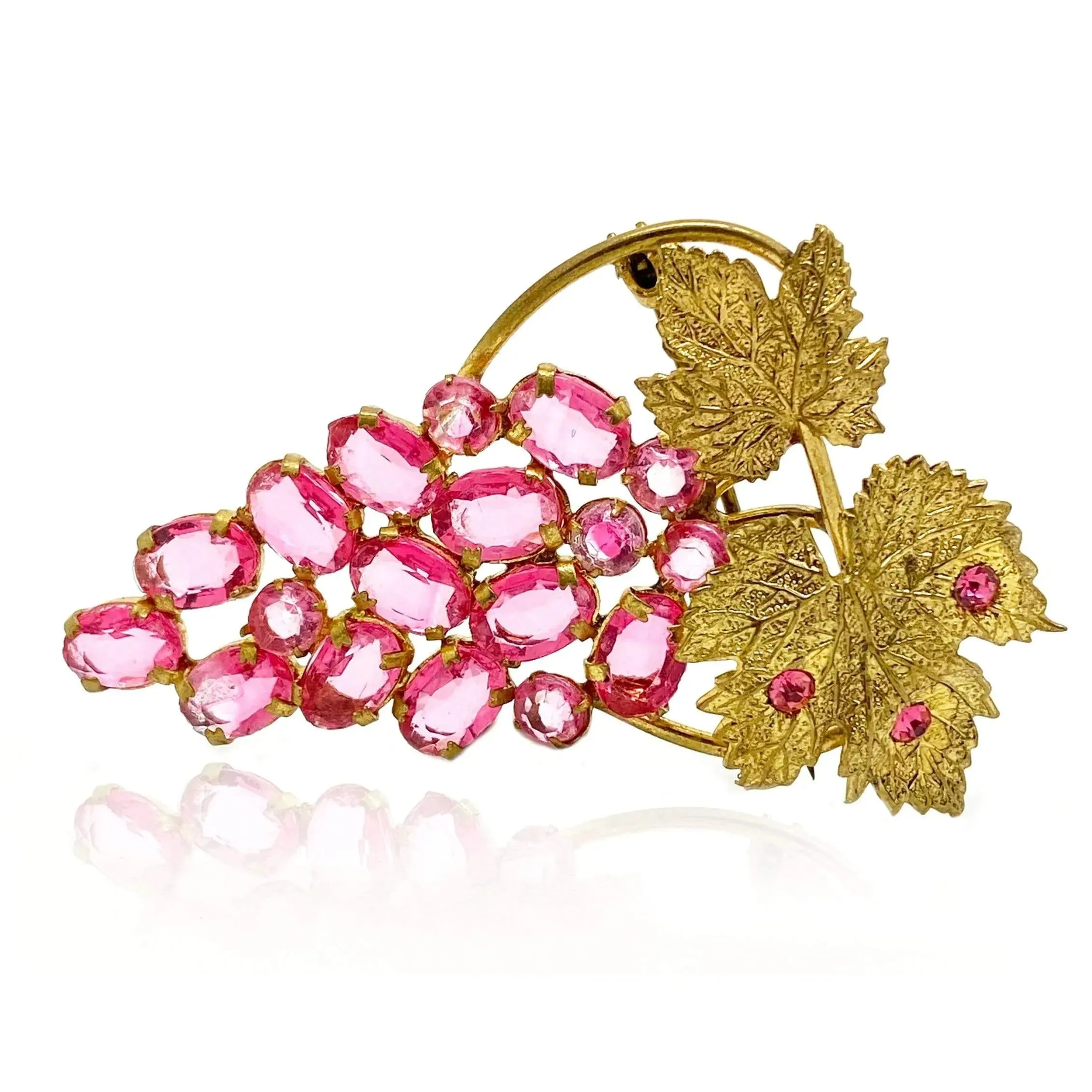 Vintage 1930s Czech Grape & Vine Leaf Brooch