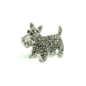 Vintage 1950s Marcasite Scottie Dog Brooch