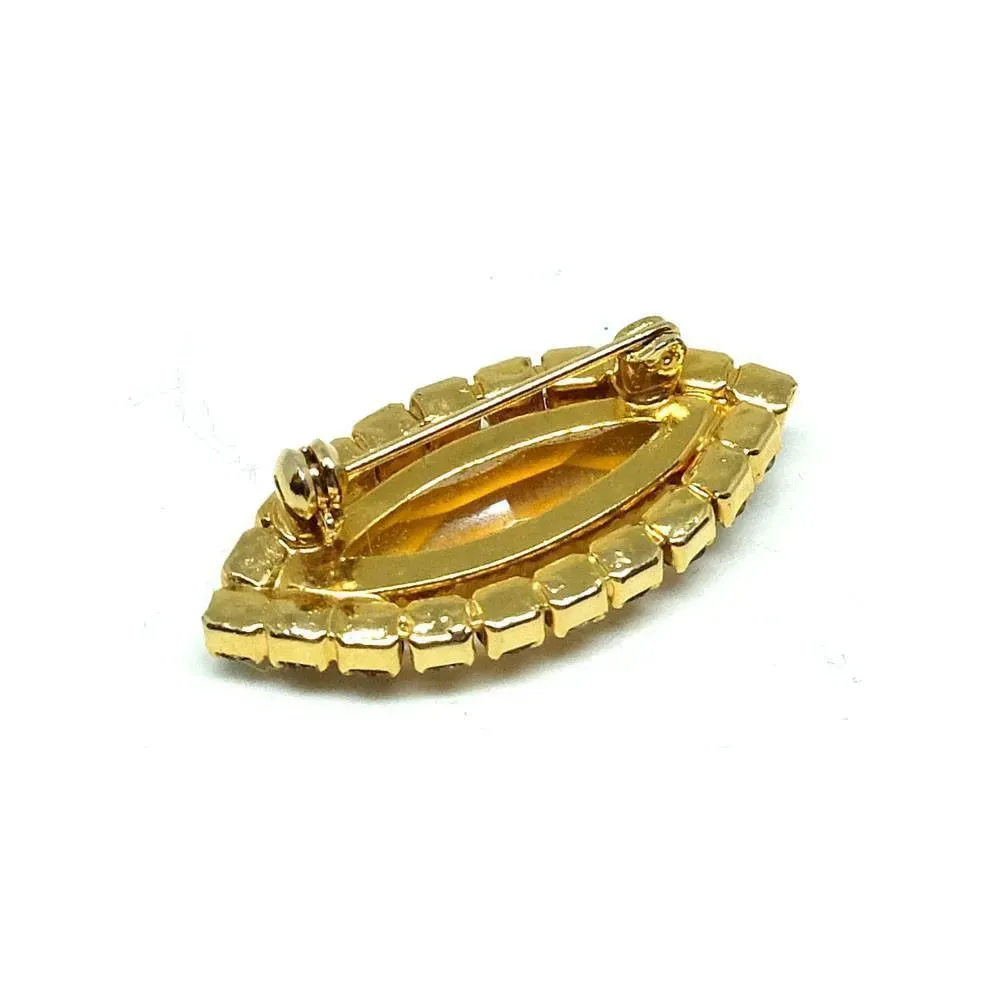 Vintage 1960s Amber Glass Diamante Brooch