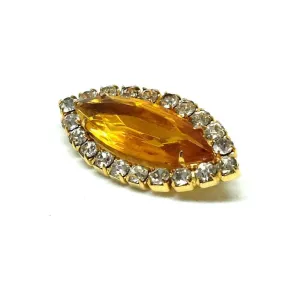 Vintage 1960s Amber Glass Diamante Brooch