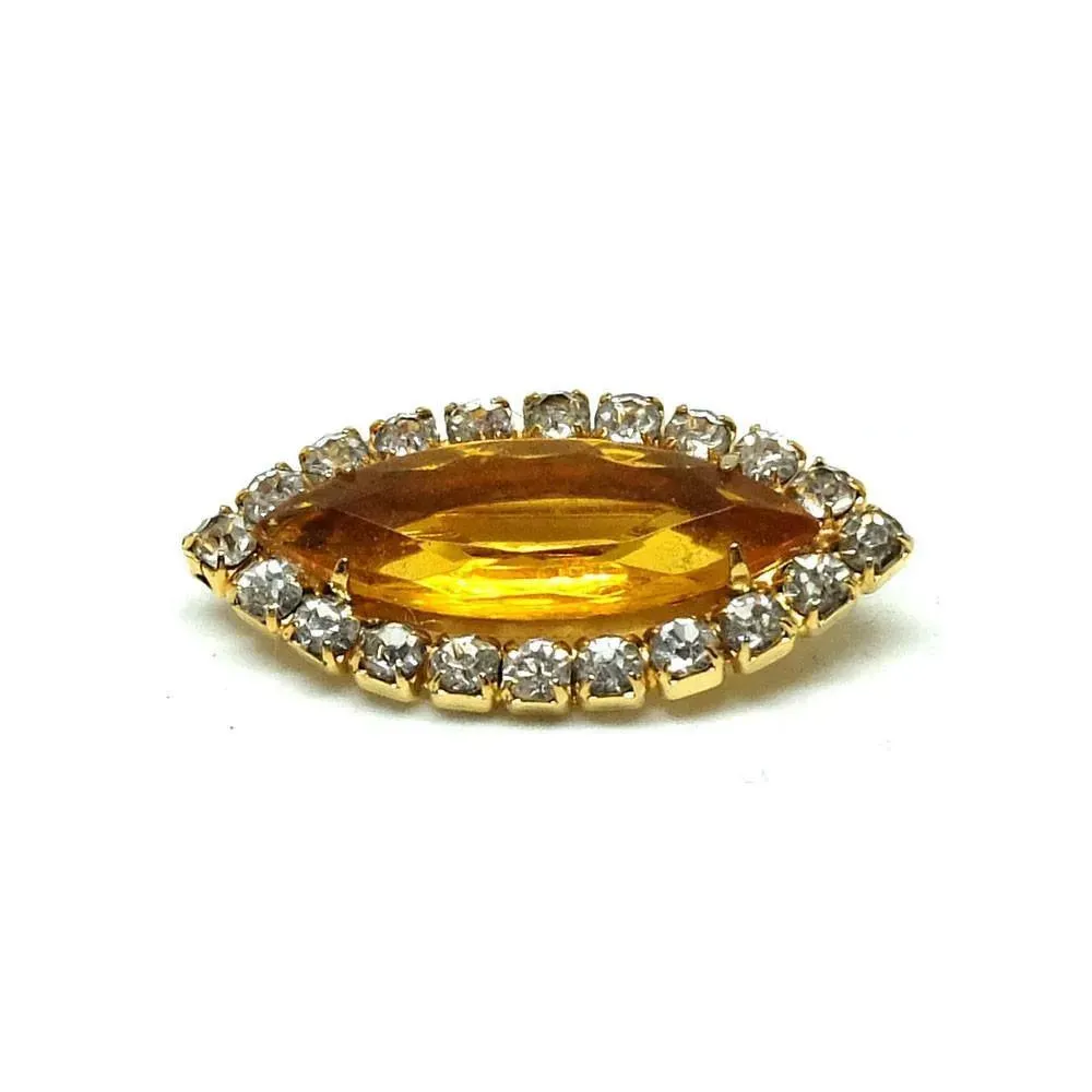 Vintage 1960s Amber Glass Diamante Brooch