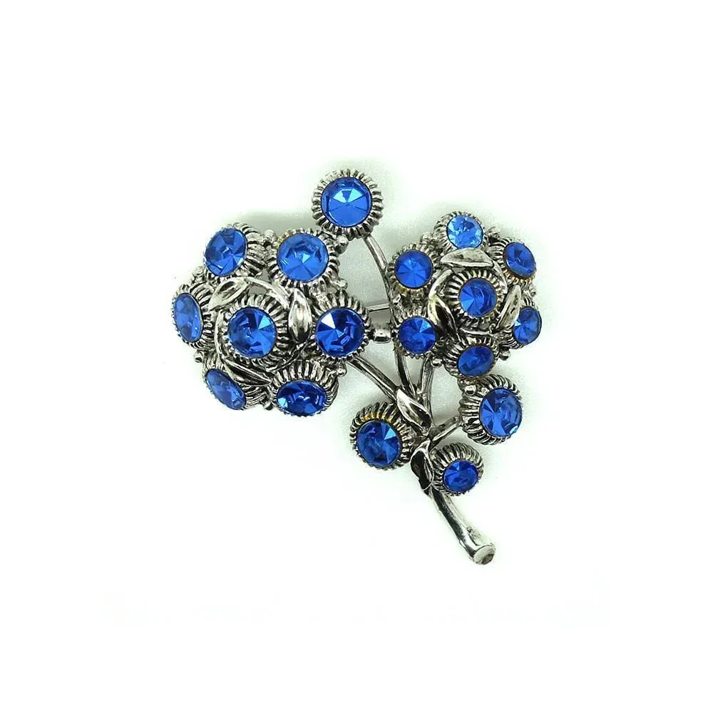 Vintage 1960s Cobalt Blue Flower Designer Weiss Brooch