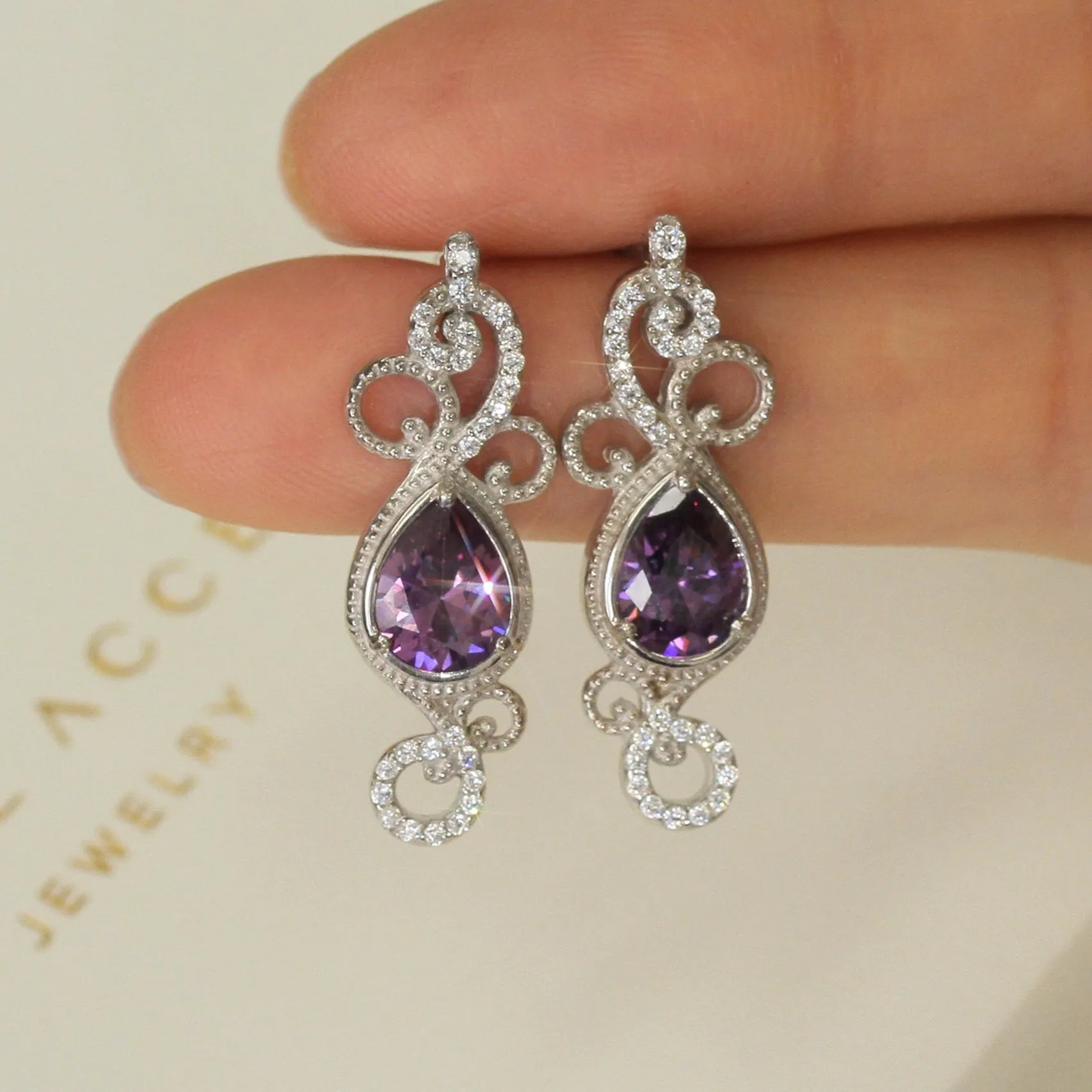 Vintage Purple Teardrop Earrings