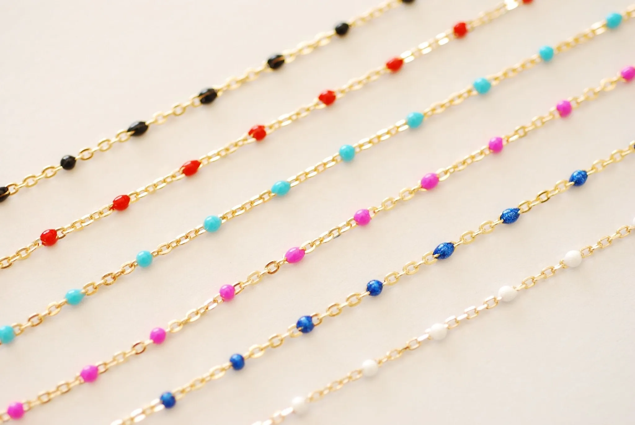 Wholesale Gold Filled Enamel Chain l Sterling Silver Enamel Color Unfinished Chain Permanent Jewelry