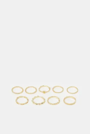 Women Gold Embellished Ring Set