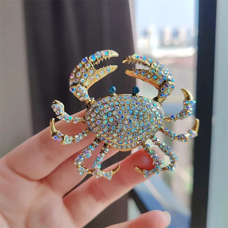 Wuli&baby Sparkling Cute Crab Brooches