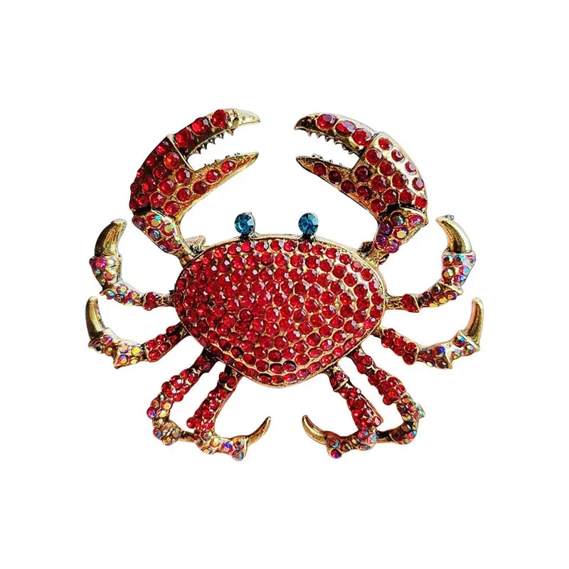 Wuli&baby Sparkling Cute Crab Brooches