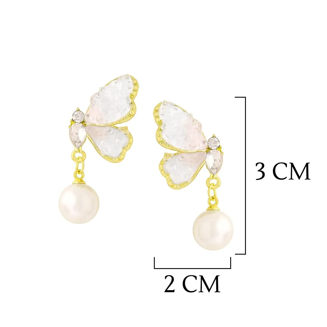 Yellow Chimes Earrings for Women and Girls Fashion White Drop earrings | Gold Plated Crystal Butterfly Pearl Drop Earrings | Birthday Gift for Girls and Women Anniversary Gift for Wife